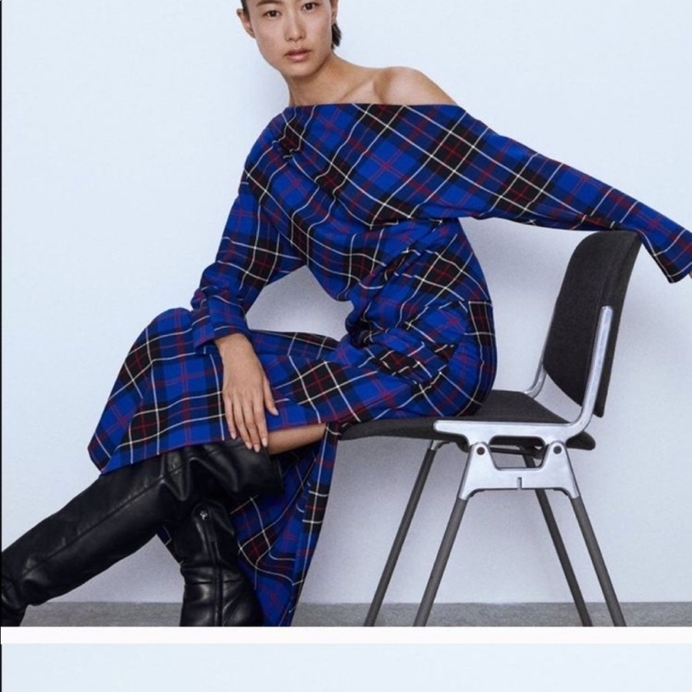 Plaid midi skirt